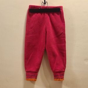 Girl's Patagonia Fleece Pants. Pink. Hand Embroidered Cuffs. 3T.